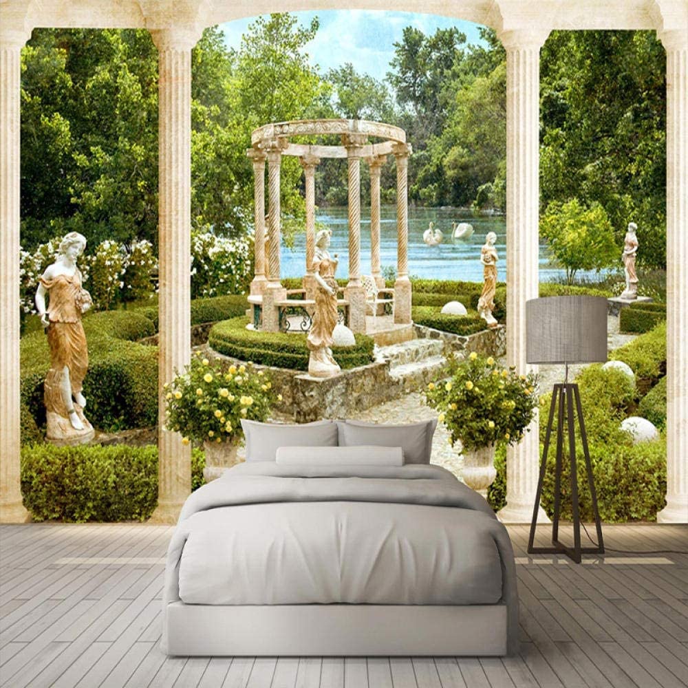 3D Columna Romana Estatua Jardín Paisaje Papel Tapiz Patrón De Foto Mural De Pared Decoración De Carteles De La Habitación Del Hogar - Para Sala De Estar Oficina Dormitorio300 x 210 cm (ancho x alto)