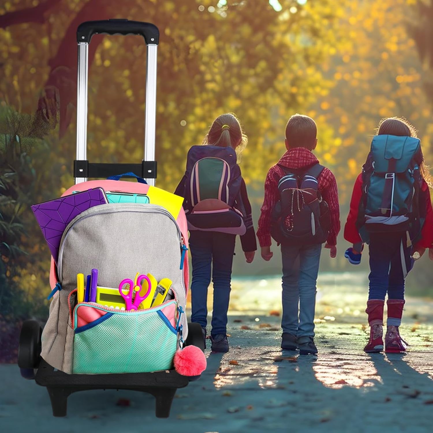 Generic Backpack Trolley Rolling Cart Backpack Hand Truck Telescopic Rod Luggage Cart Travel Trolley for Backpack Boxes Schoolbag, Men