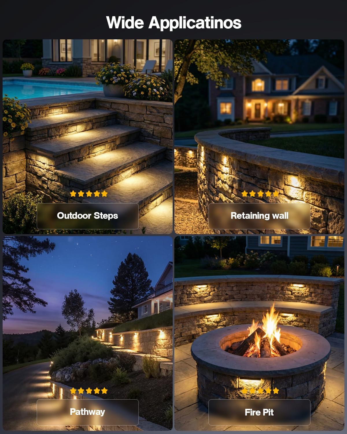 HIBOITEC 7 Inch LED Hardscape Lights,Retaining Wall Lights,IP67 Waterproof AC/DC 12-24V Low Voltage Landscape Lighting for Steps,Patio,Pathway,2900K Warm White,Brown,6 Pack (Transformer Not Included)