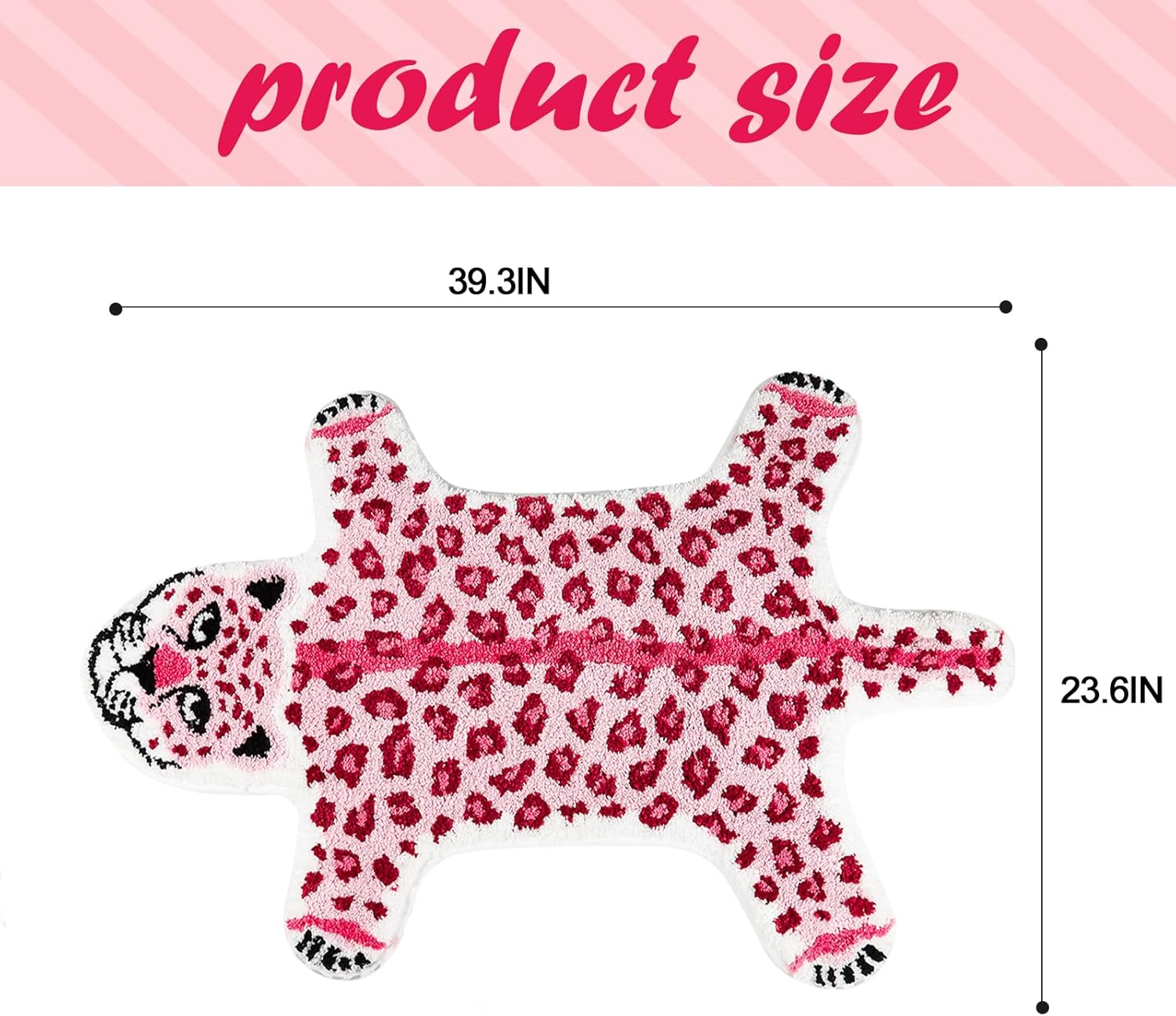 Cute Pink Leopard Bath Mat for Bathroom, Pink Cartoon Leopard Bathroom Rugs and Mat Non-Slip Animal Shaped Shower Rug Carpet Kid Playmat Absorbent Bathtub Rug