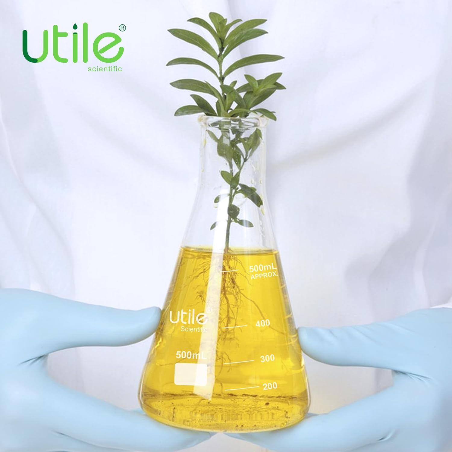 Utile Glass Erlenmeyer Flask Set, 2000ml Narrow Mouth Erlenmeyer Flasks, Borosilicate 3.3 Glass Conical Flasks for Laboratory with Printed Graduation, 4016.2000.1