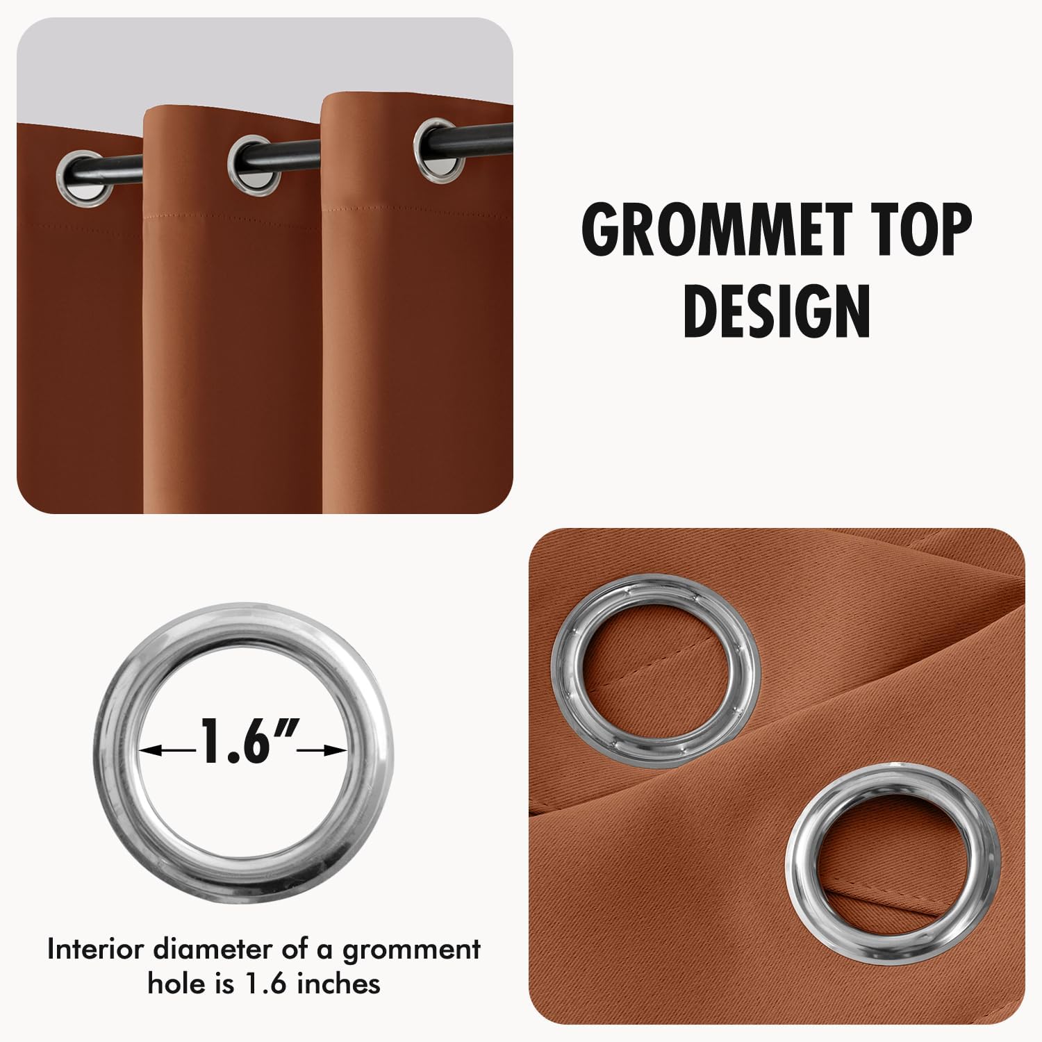  Terracotta Blackout Bedroom Curtains Drapes 72 Inch Long 52"x72" | Grommet Top, Room Darkening Window Drapes, Privacy Protection, Thermal Insulated, Heat Blocking, Light Blocking thumbnail