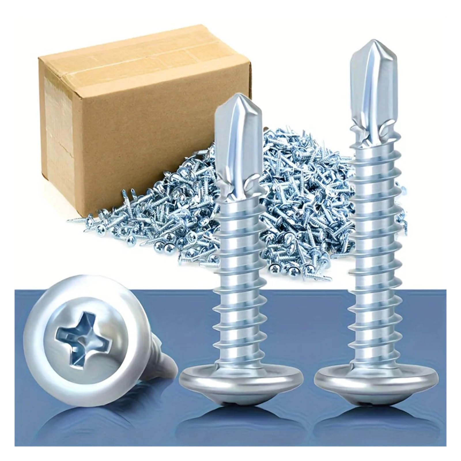 Tornillos autorroscantes de cabeza de armadura modificada n.° 8, 4,2 mm, 800-1500 unidades, for chapa metálica de acero galvanizado.(4.2x13mm (1500pcs))