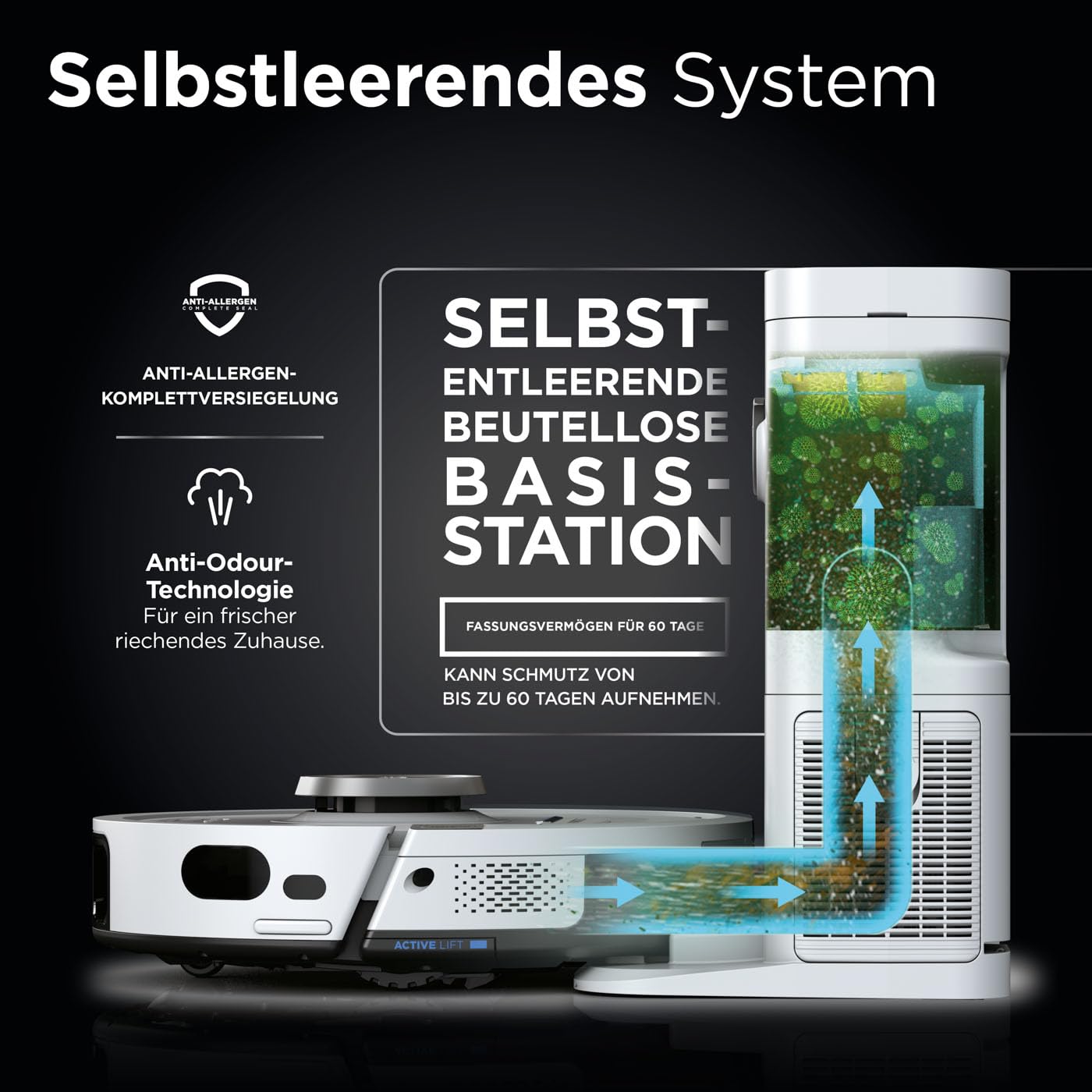 Shark PowerDetect Saugroboter selbstleerend mit 3D- & LiDAR-Navigation, Anti-Allergen- & Anti-Geruch-Basis, NeverStuck-Hindernisumgehung, für Teppiche, Hartböden & Tierhaare, Weiß AV2820VEEUWH