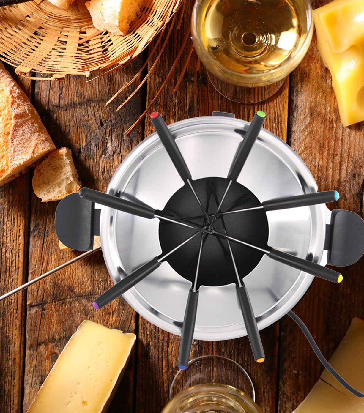 LITTLE BALANCE 8690 Black Fondue 8 Meuuuh...!, Aparato de fondue 8 personas, Caquelon antiadherente de gran capacidad 2 litros, 1500 W, Negro