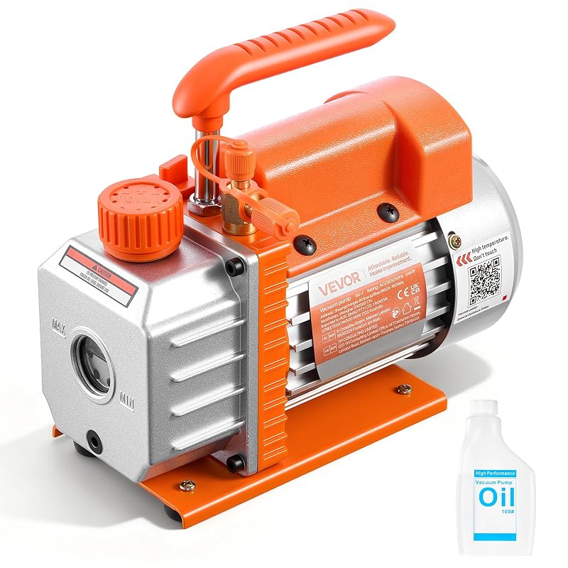 Bomba de Vácuo VEVOR 3,5 CFM, 1/4 HP, Monofásica com Palhetas Rotativas para Ar-Condicionado e HVAC, RS-1