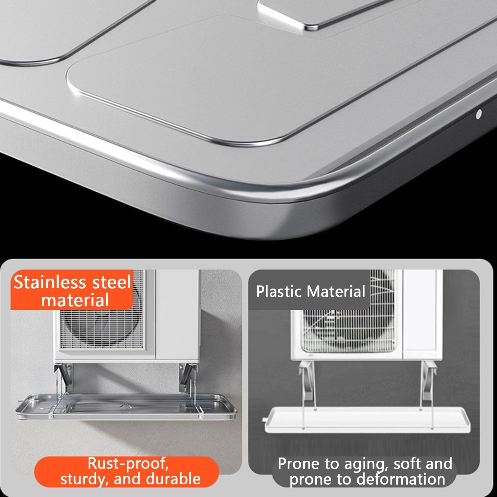 Bac Condensat Clim, Plateau D'évacuation D'eau Avec Support de Fixation, Bac de Vidange pour Climatiseur Portable – Compatible Avec la Plupart des Modèles(Galvanized sheet,84x38cm/33x15in)