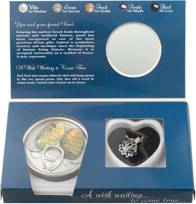 MilkyWay Wish Pearl Necklace Kit, DIY Necklace Making Kit, lotus Necklace Cage Locket Cultured Pearl in Oyster Set, 16.9", Surprise Gift For Wife, Girlfriend,Mother