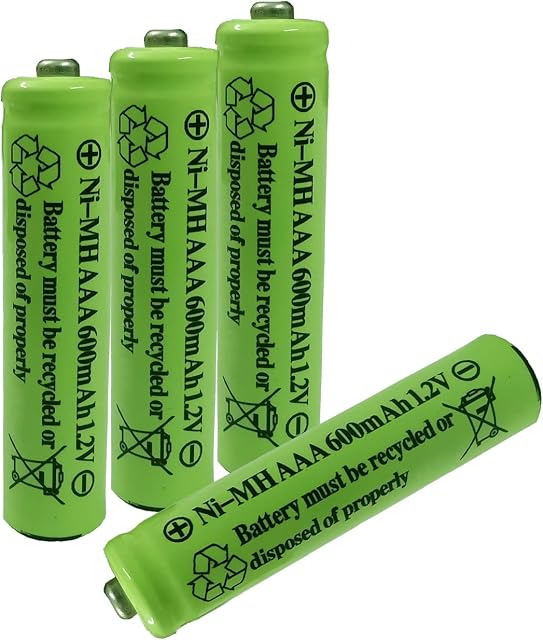 GSUIVEER AAA Nimh 600mAh 1.2v Rechargeable Battery for Outdoor Solar Lights Garden Lamp(4 Pack)