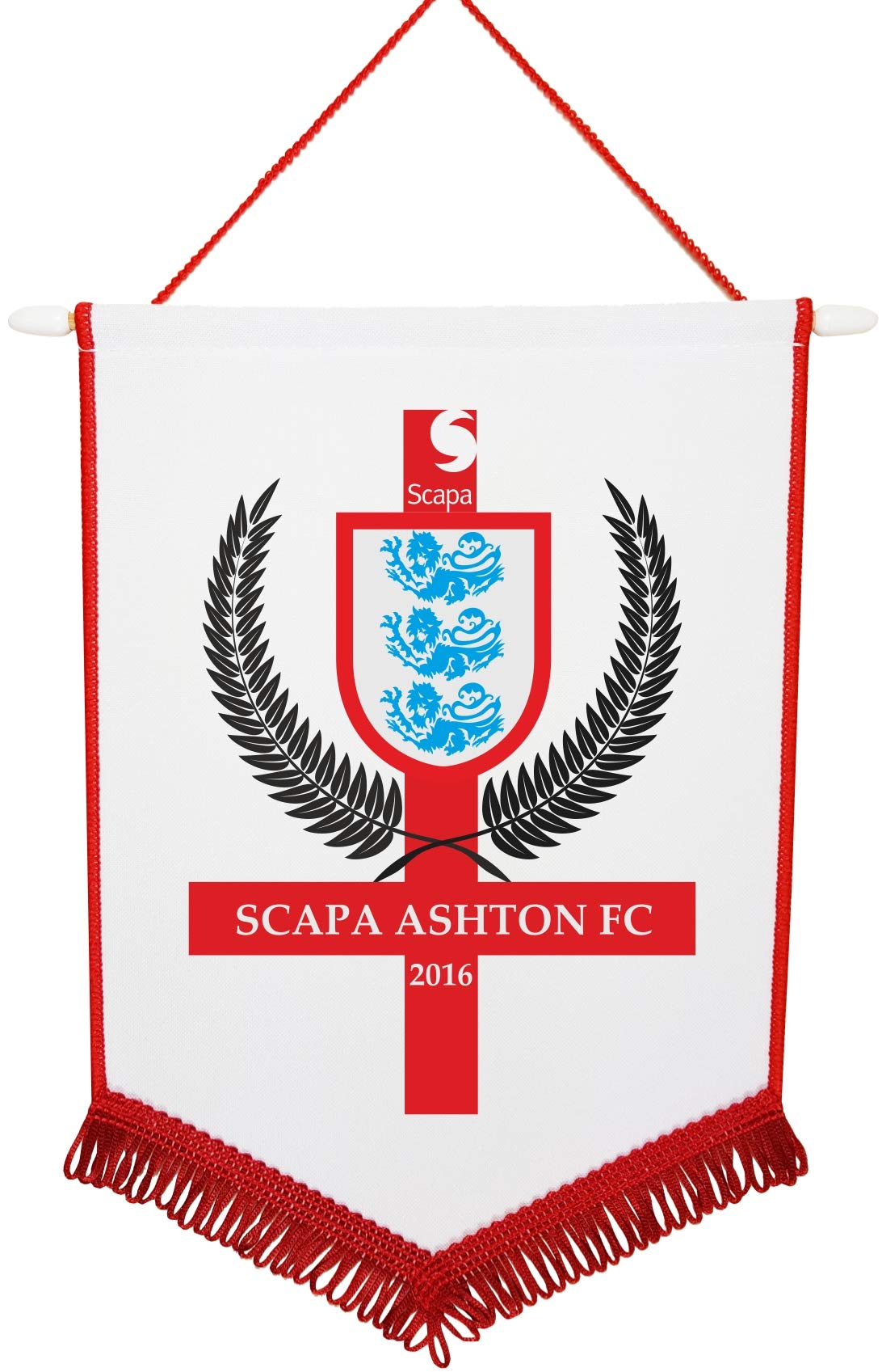 Personalised Football Pennant Printed With Your Club Badge 20cm x 30cm (Red 20cm x 30cm)