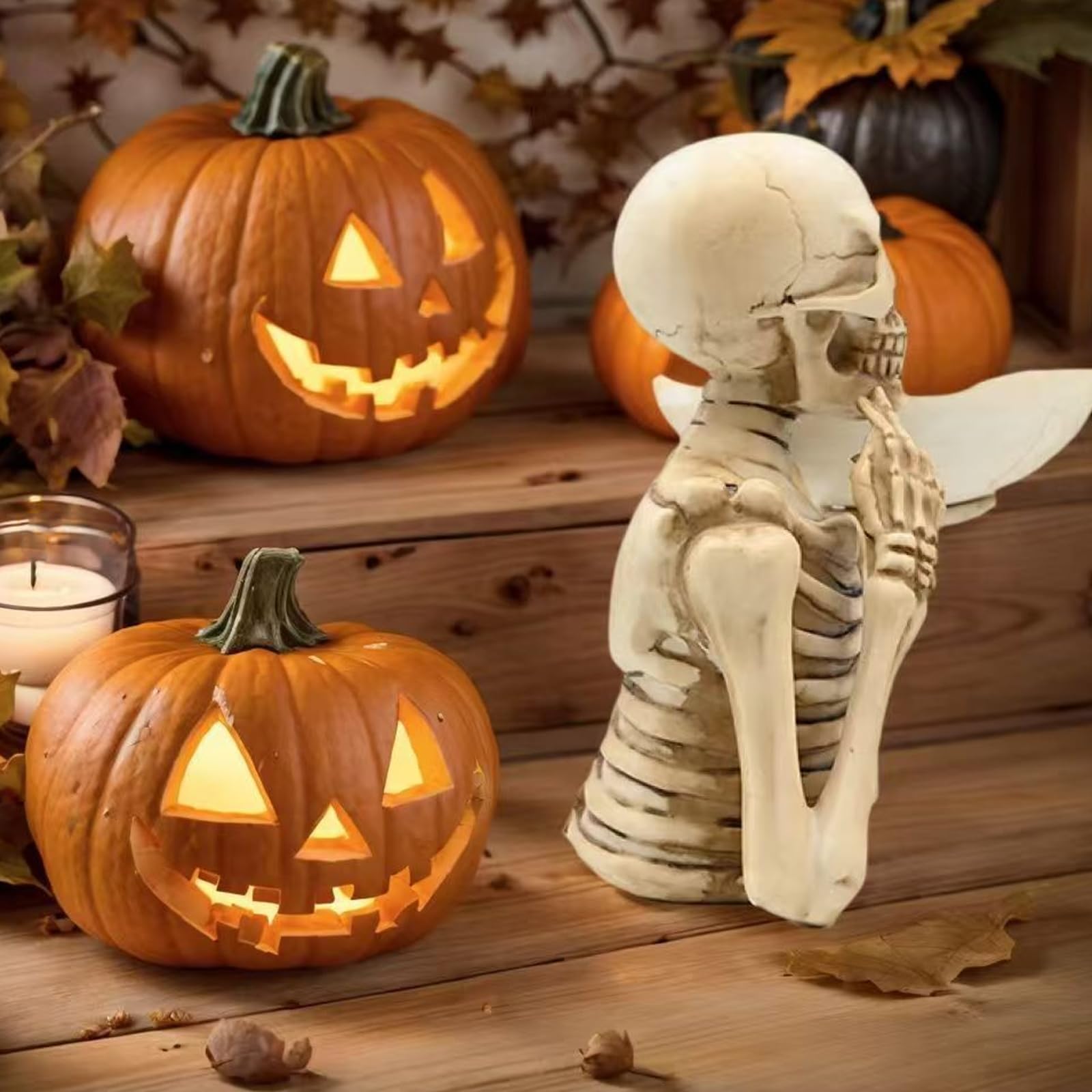 Soporte de baratija de esqueleto de resina, cuenco decorativo para entrada y tocador, bandeja de Halloween con aspecto de hueso, acento de para artículos pequeños, estante de otoño, centro de de