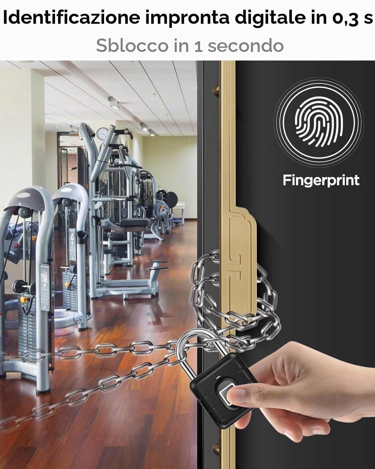 AICase Lucchetto con impronta digitale, serratura ricaricabile USB di sicurezza Keyless di sicurezza impermeabile IP67 per uso interno ed esterno