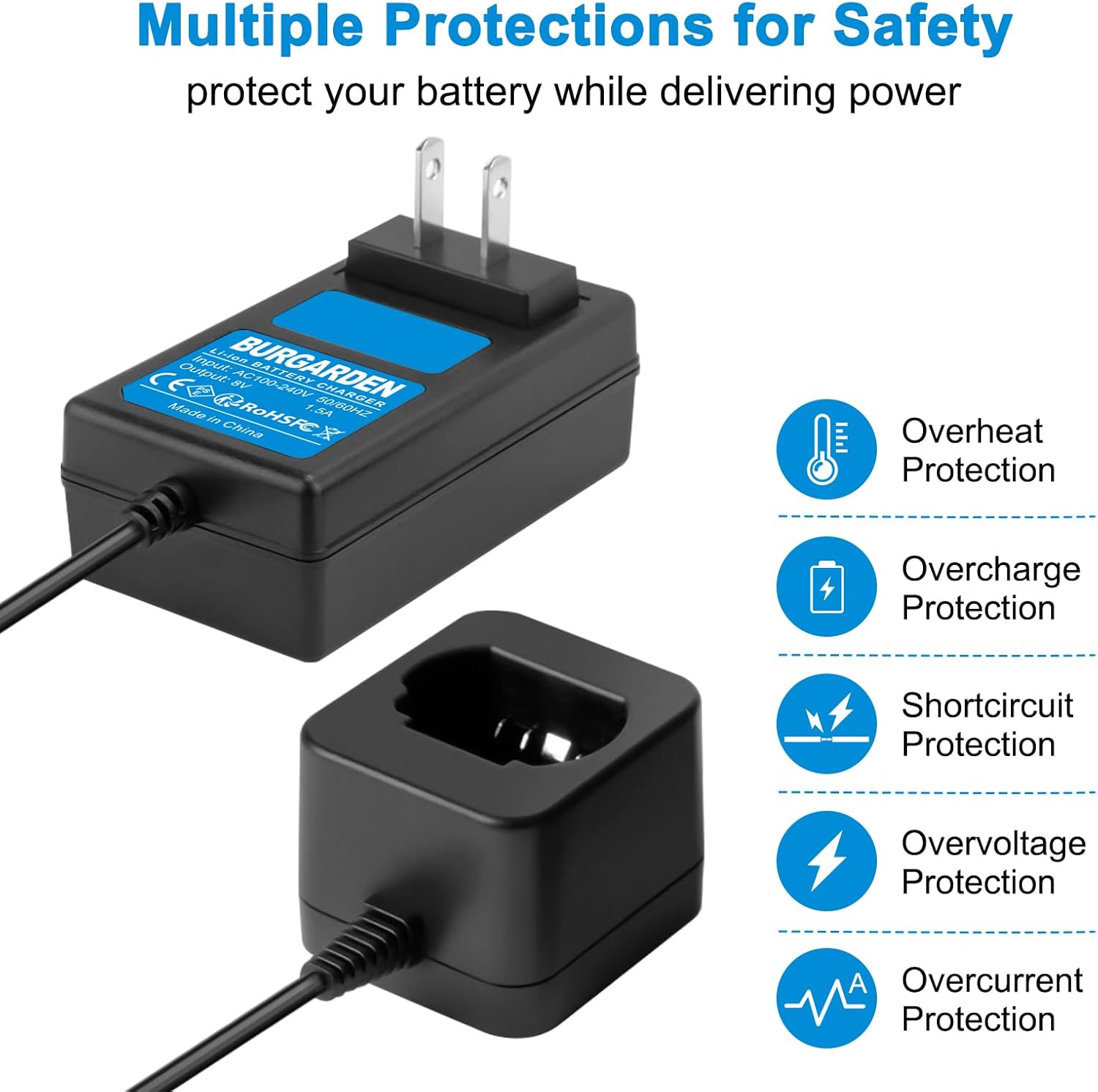 8V Li-Ion Charger Compatible with Dewalt DCB080 DCF680N1 DW4390 DCF682 DCF680N2 DCF680G2 DCB095 Pod Style Battery