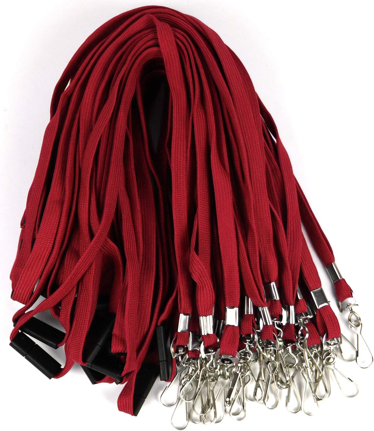 Premium Breakaway Lanyards with J-Hook - Flat Lanyards for ID Badges - Bulk Pack of 50 (Red) - Image 5