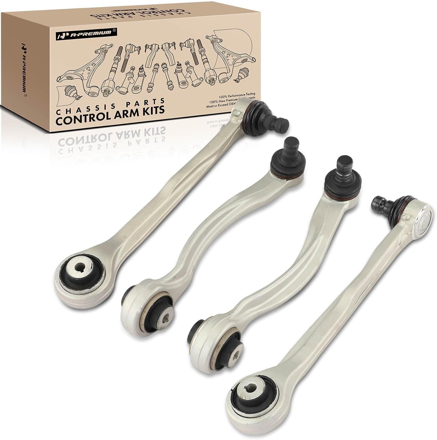 A-Premium Set of 4, Front Upper Forward and Rearward Control Arm, with Ball Joint & Bushing, Compatible with Audi Q5 2018-2022, Q7 2017-2022, SQ5 2018-2022 & Porsche Cayenne 2019-2020