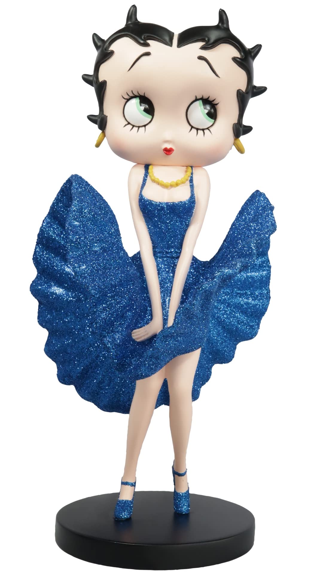 Middle-England of Birmingham Betty Boop Cool Breeze Collectible Figurine in Blue Glitter Dress with Display Base, 32cm Height