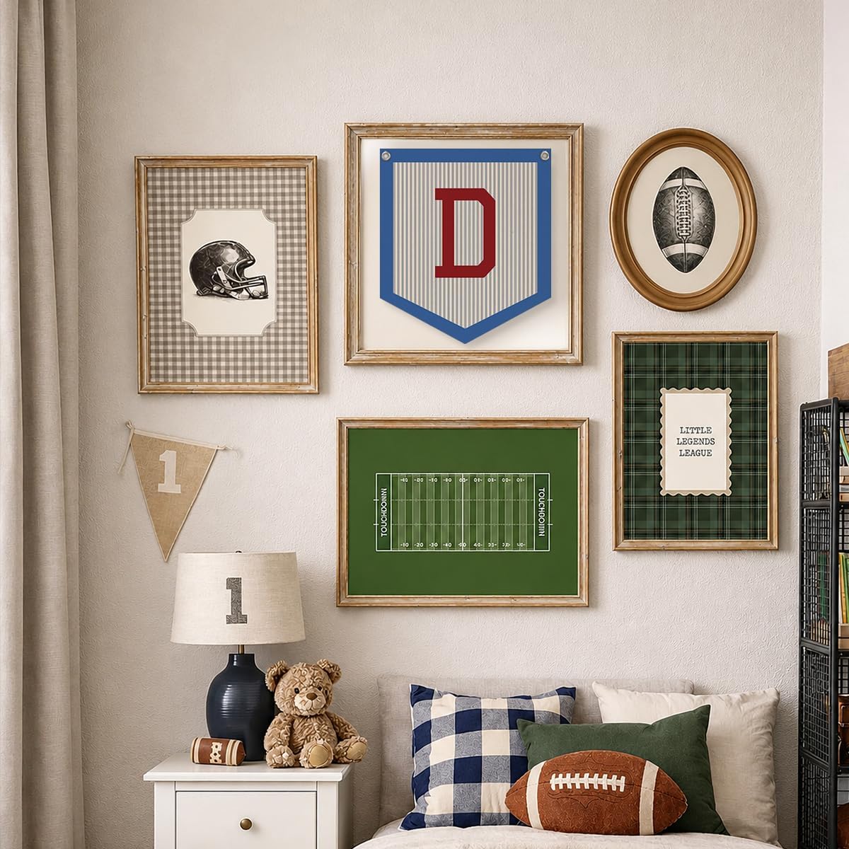 Toddler Boys Room Decor Name Pennant Flag, Personalized Baby Gifts，Vintage Baby Boy Nursery Wall Art,Baby Boy Gifts, Name Sign for Toddler Bedroom Playroom Kidsroom,Letter D 12x14 in image 4