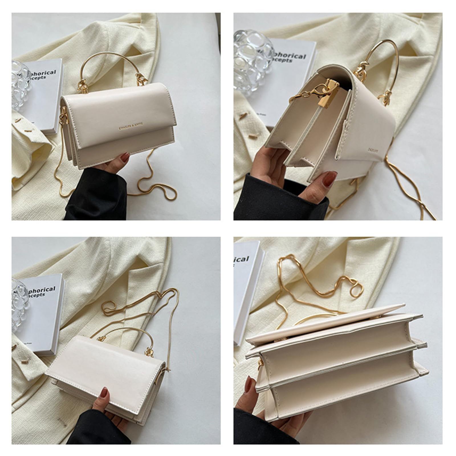 Borsa Elegante A Tracolla Versatile E Piccola Strutturata-Bianco