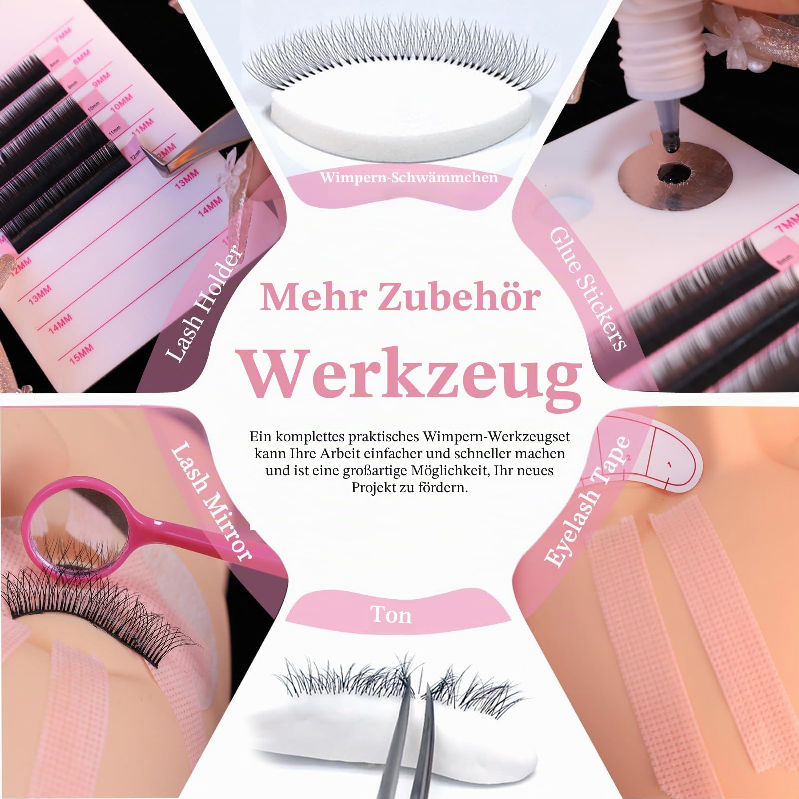 Wimpernverlängerungs-Set für Anfänger: Wimpernverlängerung mit Trainingskurs, inkl. Mannequinkopf, Übungs-Lash-Mapping-Diagramm & mehr Zubehör