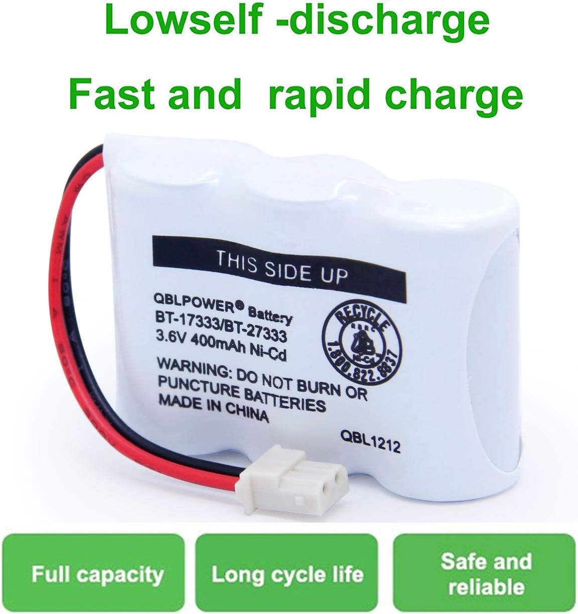 BT-17333 BT-27333 Handset Telephone Rechargeable Battery 2/3AA 3.6V NI-CD Cordless Phone Battery BT17333 BT27333 BT-17233 BT17233 BT-163345 CS5121 (Pack of 2) image 5
