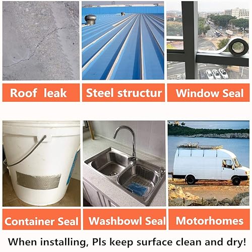 Miniatura 4 de COSIMIXO Cinta de butilo de papel de aluminio de 2 pulgadas x 16.5 pies (2.0 in x 16.4 ft), cinta impermeable de butilo fuerte mejorada de grosor