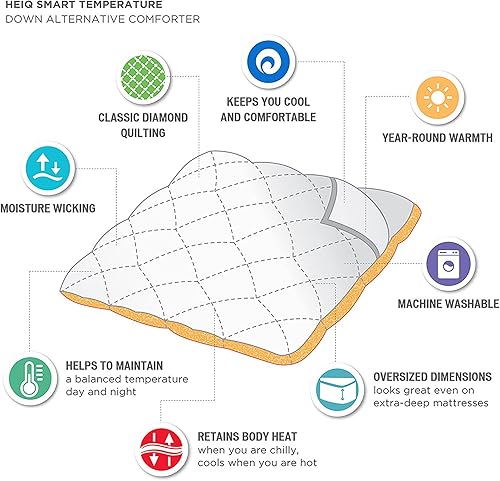 Miniatura 7 de Sleep Philosophy HeiQ - Edredón regulador de temperatura diseño acolchado de diamante relleno de edredón de gran tamaño ropa de cama de