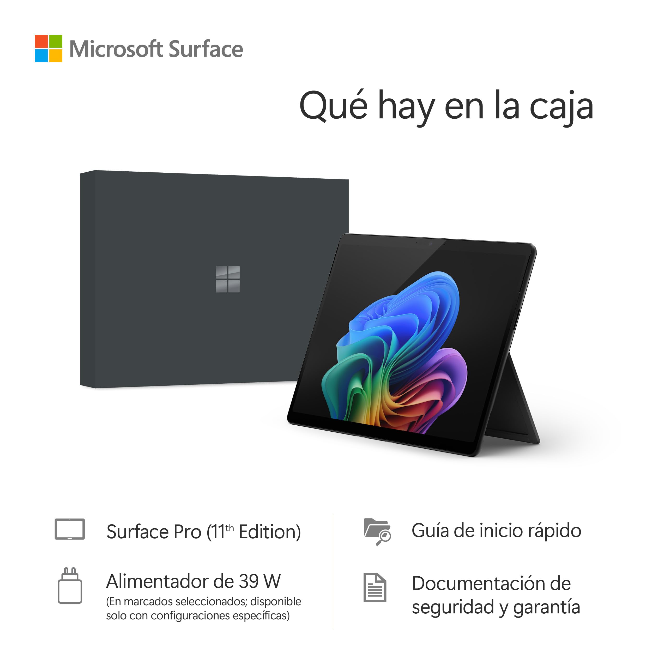 Microsoft Surface Pro (Incluye el Cargador)| Copilot+ PC |Pantalla táctil OLED 13”| Snapdragon® X Elite | 16GB RAM |256GB SSD |Último Modelo, 11a edición | Negro | Exclusividad Amazon