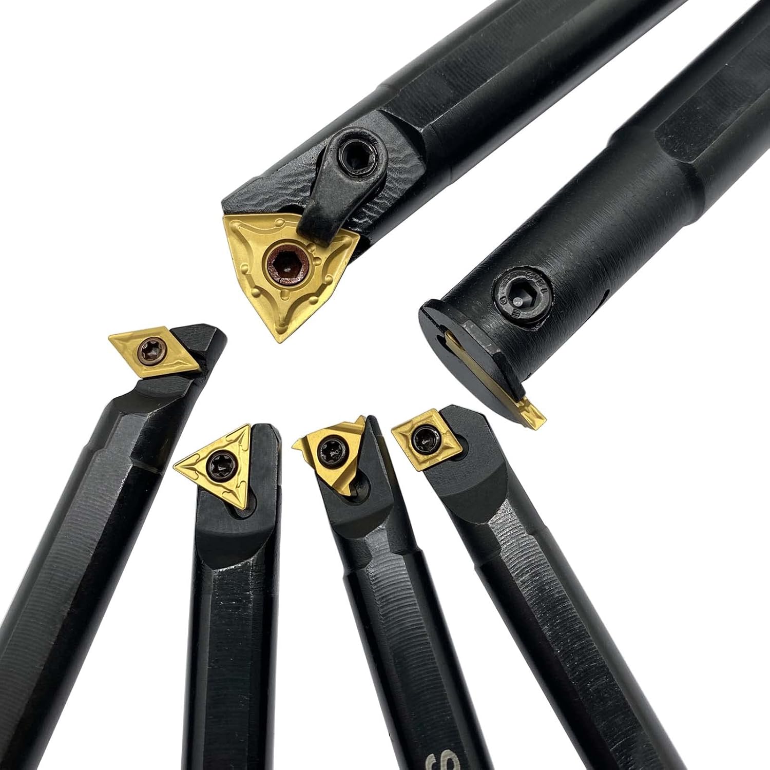 GBJ 6 Sets S16Q-MWLNR08 MGIVR2016-2 S10K-SCLCR06 S10K-SDWCR07 S10K-STWCR11 SNR0010M11 with 6pcs Carbide Inserts Lathe Turning Holder Threading Holder Grooving Cut-Off Holders