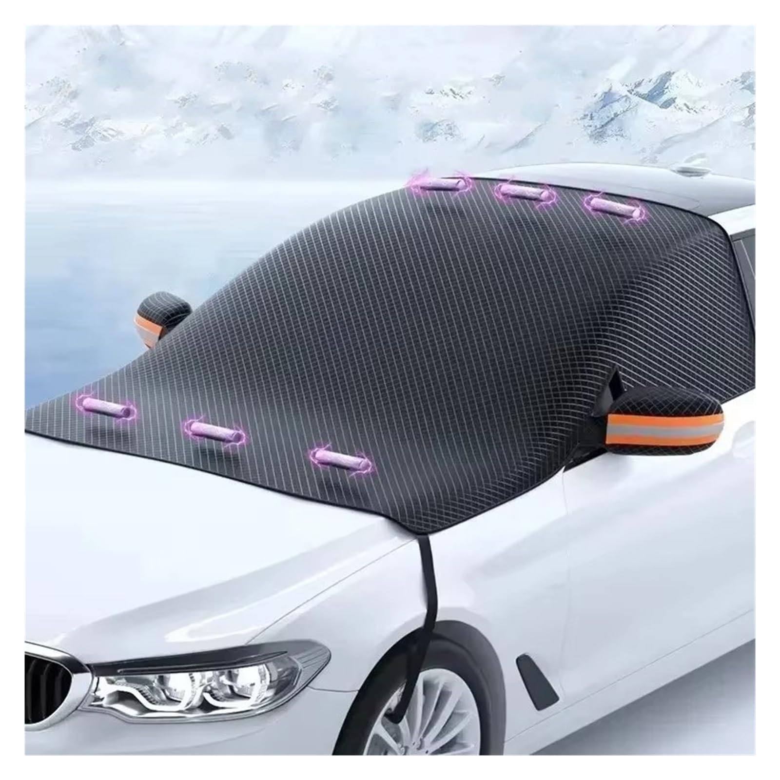 Pare-brise bloqué par la glace : bâche de protection hiver voiture - 8