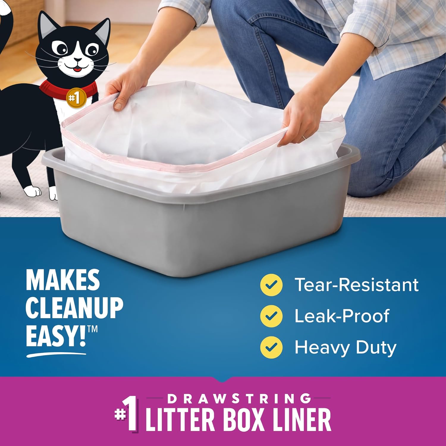 Jonny Cat Heavy Duty Tear-Resistant Litter Box Liners: Scented Jumbo 15ct