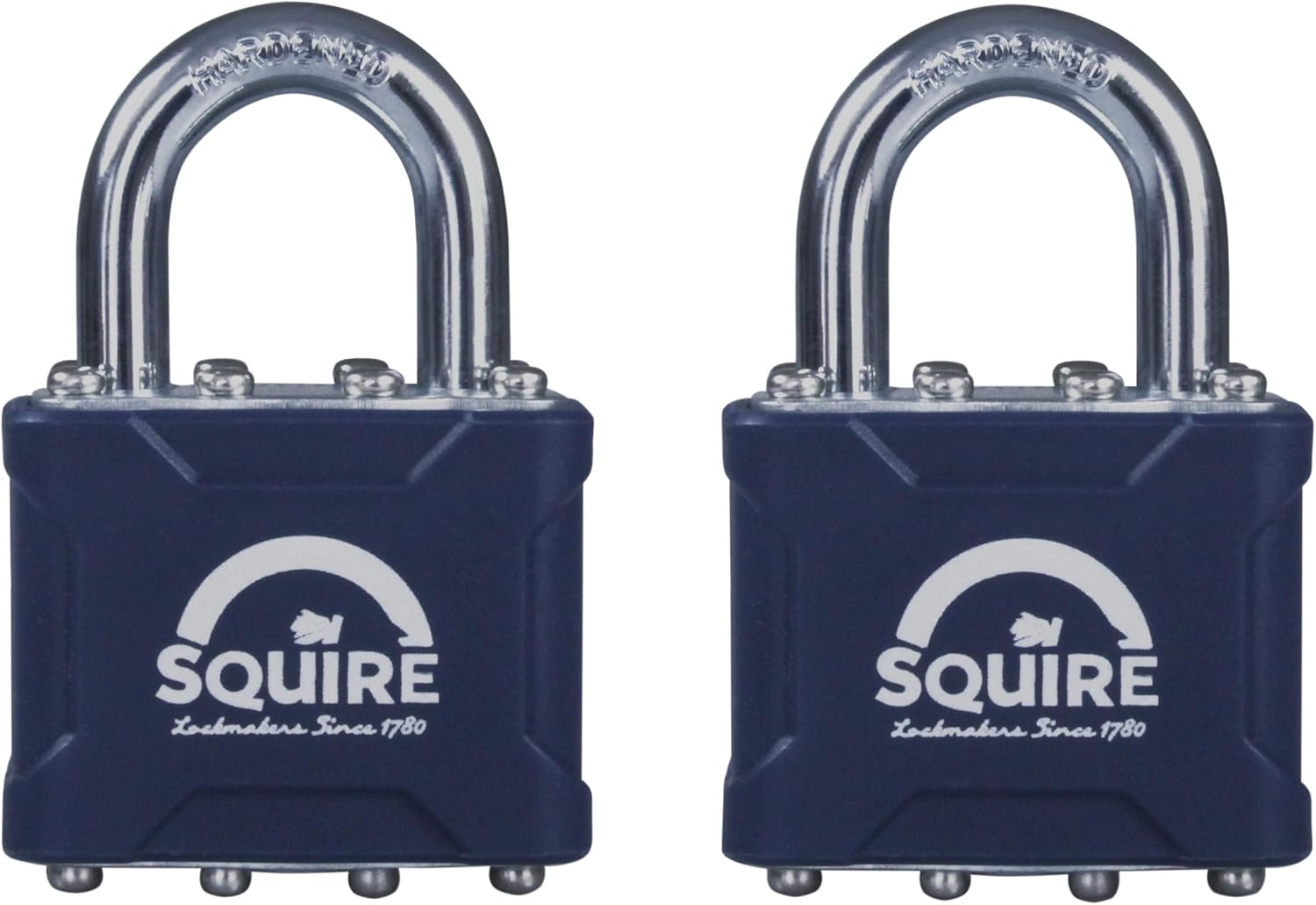 Squire 35T Henry Stronglock Open Shackle Double Locking Keyed Padlock Twin Pack, Blue, One Size