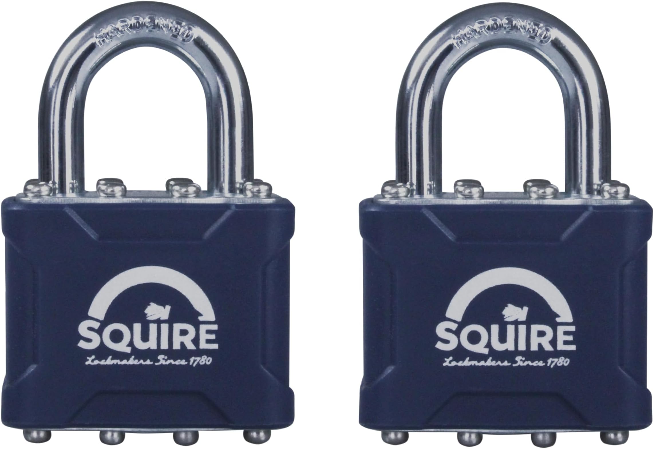 Squire 35T Henry Stronglock Open Shackle Double Locking Keyed Padlock Twin Pack, Blue, One Size
