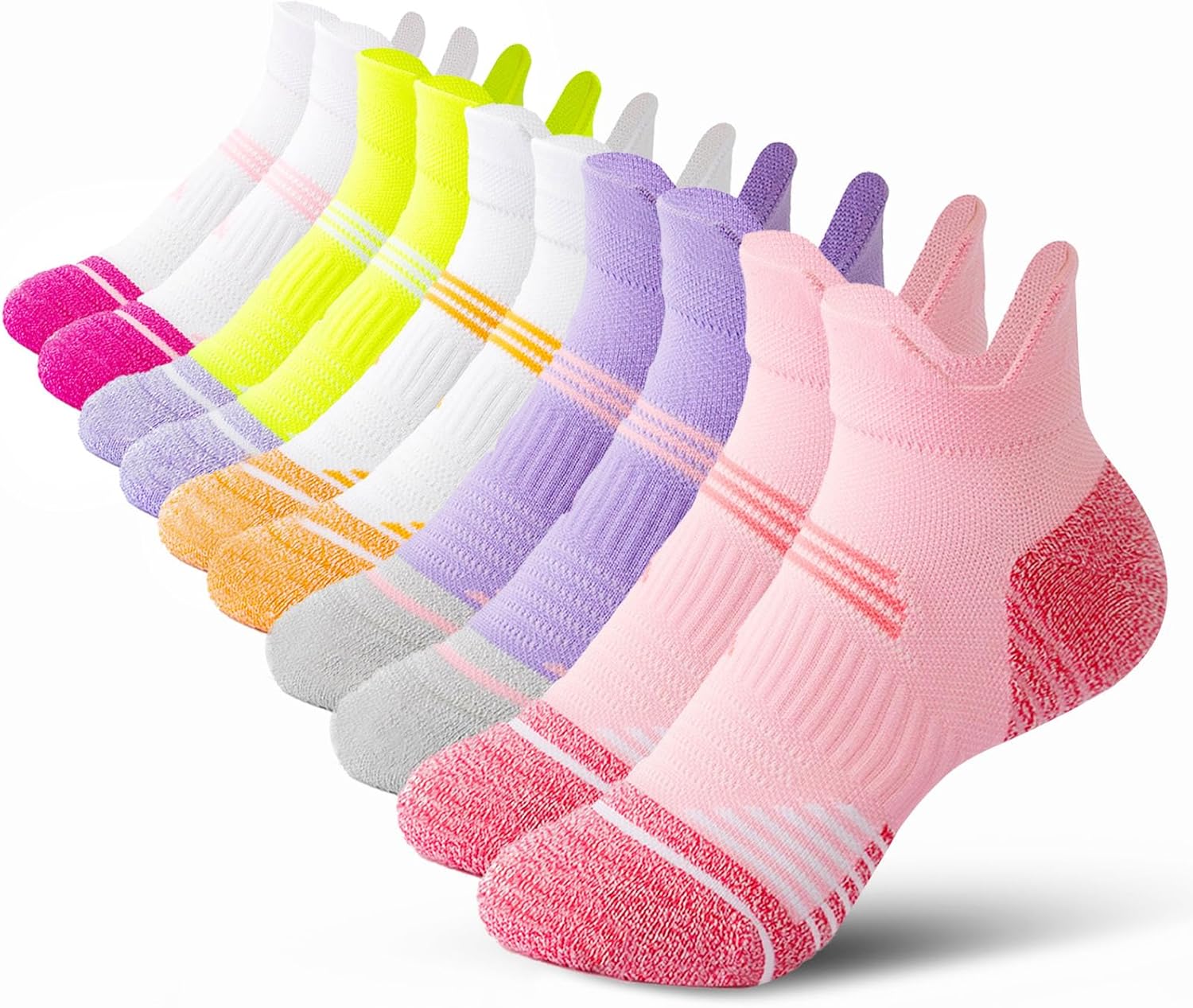 Ankle Socks for Women Athletic Running Socks Cushioned Low Cut with Arch Support (5 Pairs)