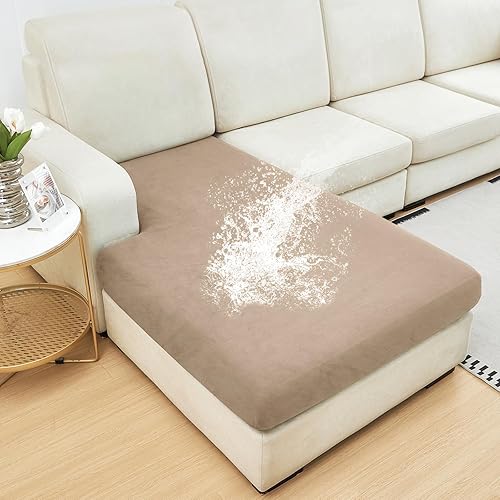 Miniatura 8 de NAISI Fundas de cojín impermeables para sofá, tela de terciopelo grueso, lavables, 3 piezas, fundas individuales para sofá modular con parte