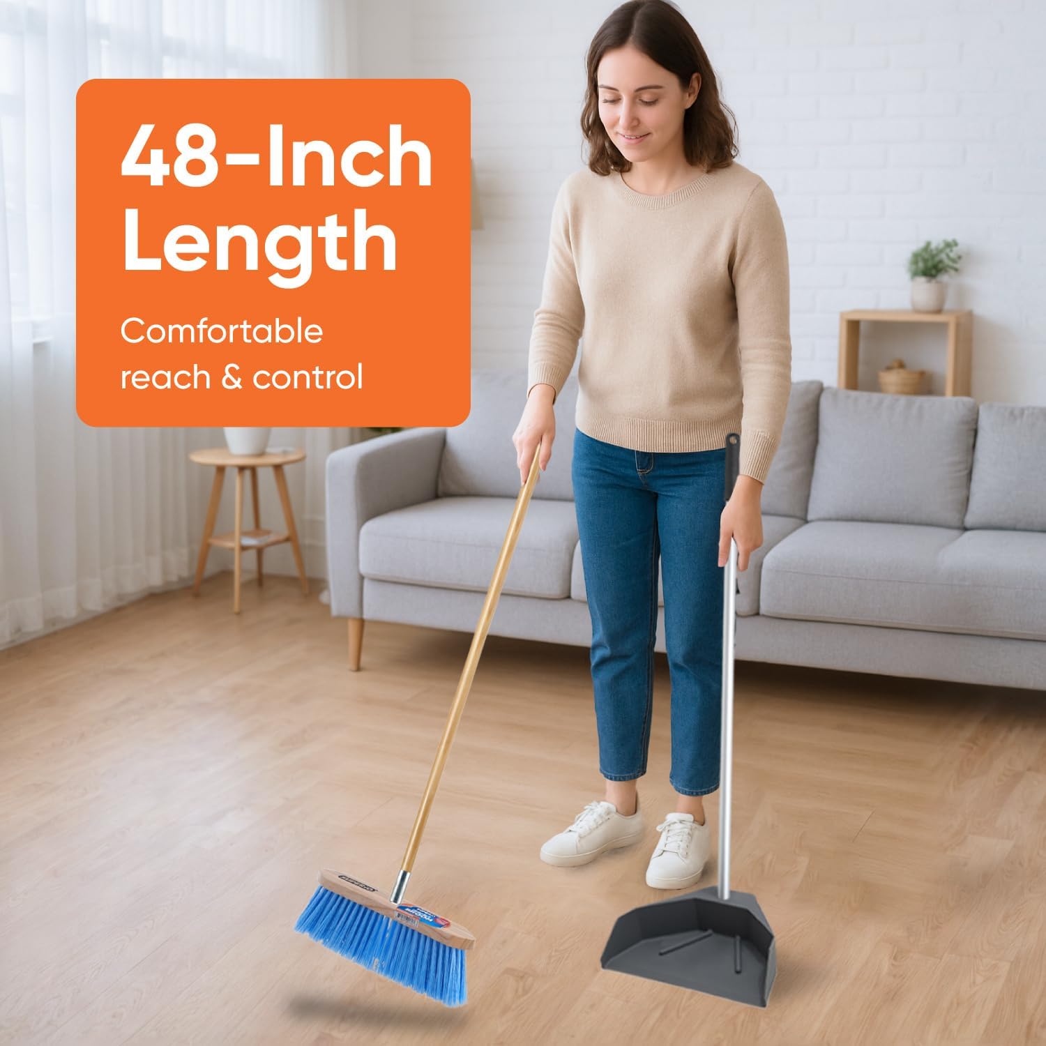Superio 48" Hardwoood Wood Handle with Threaded Metal Tip for Mops, Squeeges, 2 Pack