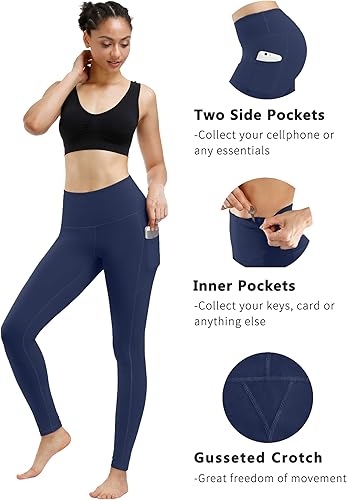 Miniatura 3 de Fengbay - Paquete de 2 pantalones de yogaleggings de cintura alta con control de abdomen y bolsillos, para correr y entrenar, con elasticidad en 4