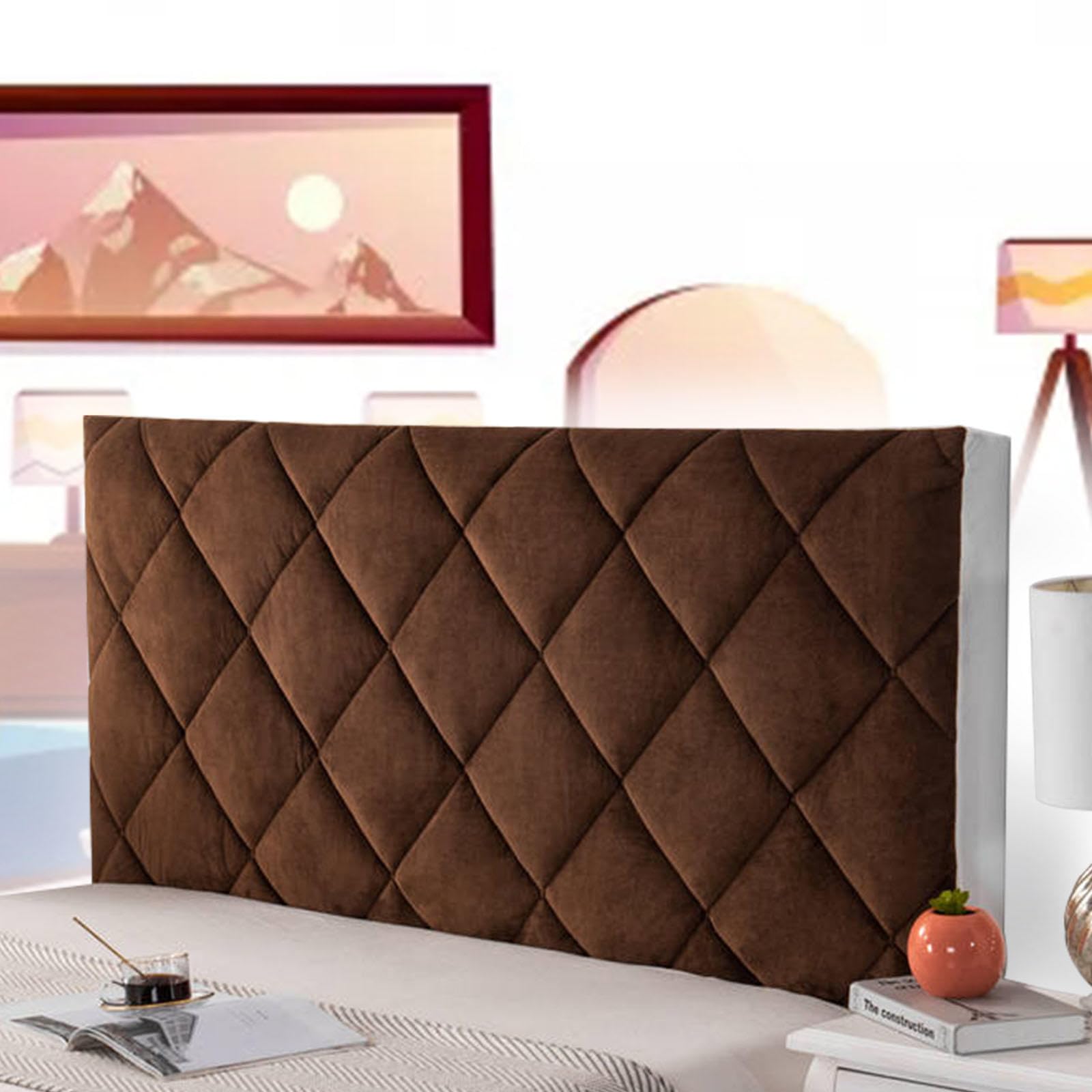 Headboard Cover Double Divan Headboard Covers for King Size Bed All-Inclusive Bed Headboard Cover Slipcover Single Double Queen Wooden/Leather Headboard,brown-160cm
