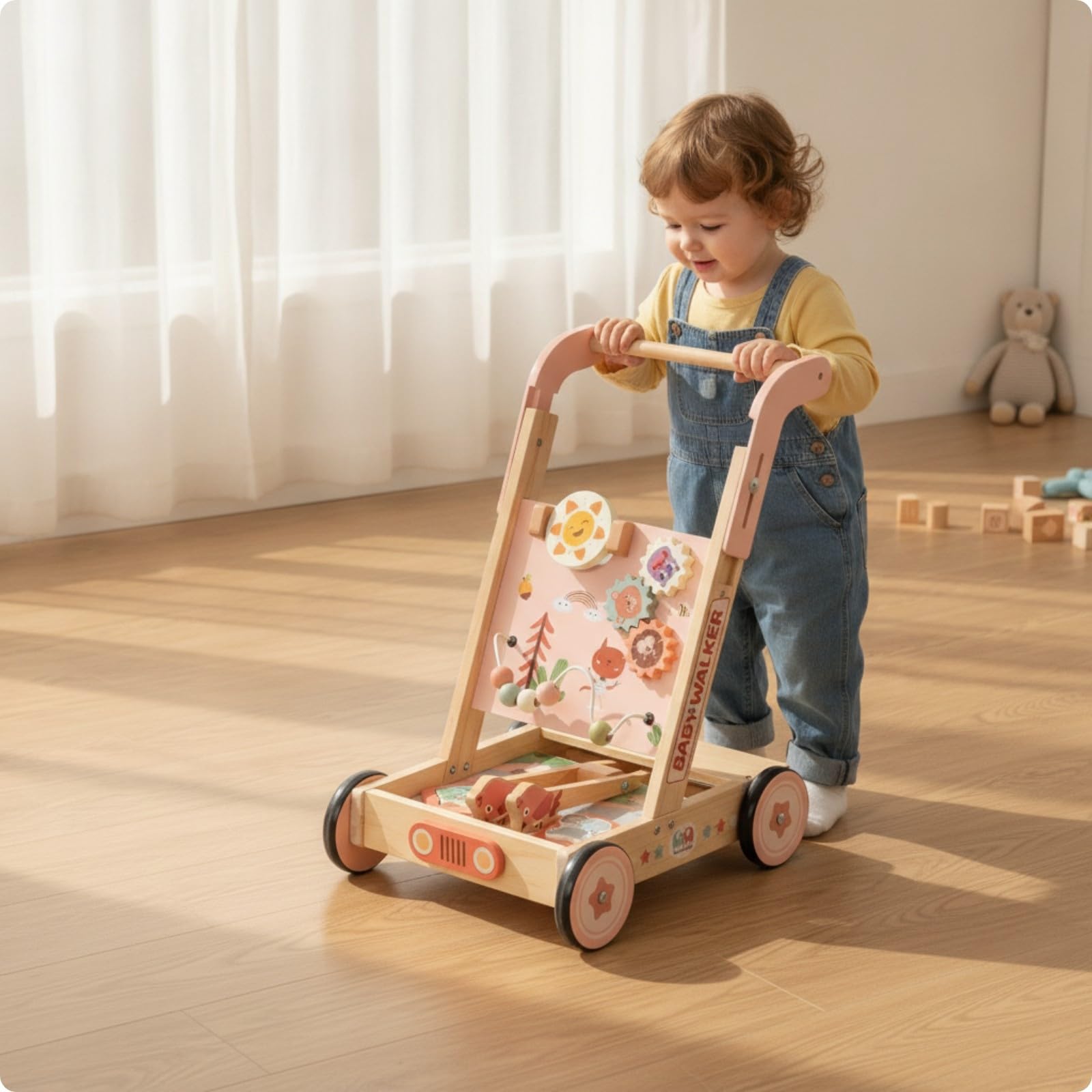 Qianly Caminadora para Estable | Altura Ajustable, caminador con Ruedas, caminador Multifuncional, para Habitación Infantil