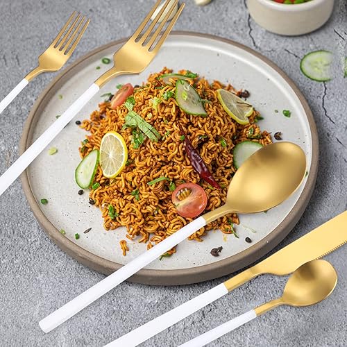 Miniatura 54 de AARainbow Juego de cubiertos de acero inoxidable de 8 piezas, portátil, reutilizable, juego de utensilios de viaje, incluye palillos, cuchillo