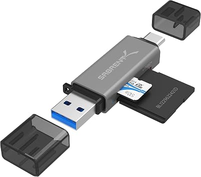 SABRENT USB 3.2 Gen 1 and USB Type C OTG Card Reader for SD, SDHC, SDXC, MMC/Micro SD, T-Flash CR-BCA2