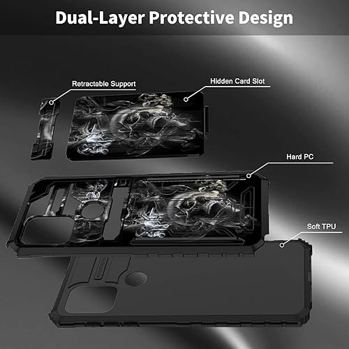 Miniatura 7 de Funda para Moto G Stylus 5G con ranura desmontable para tarjetero, soporte de doble capa, resistente, a prueba de golpes, funda oculta para tarjeta