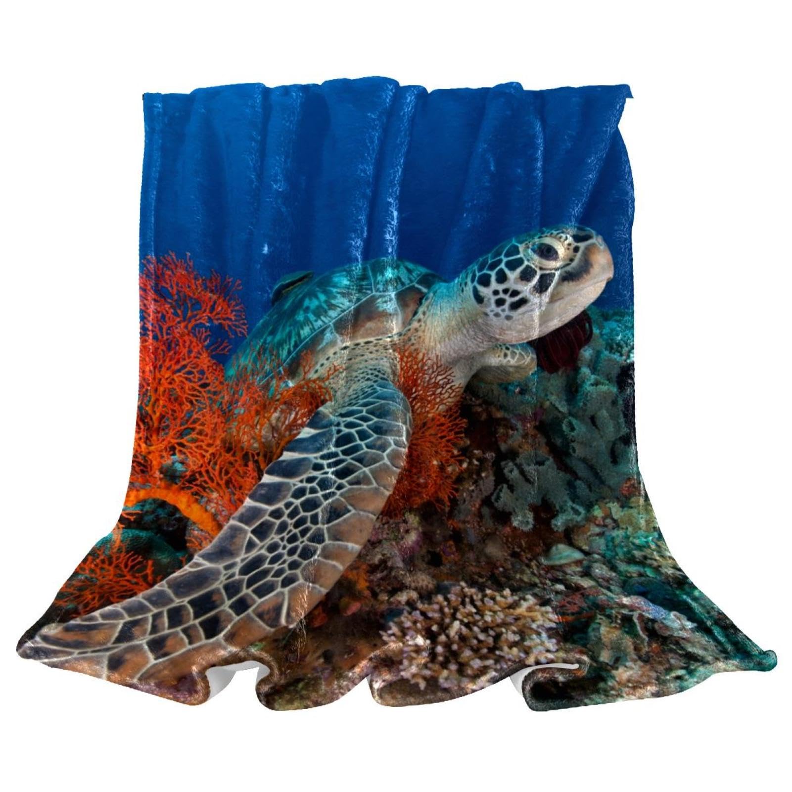 Couverture polaire tortue de mer fini le froid avec ce plaid chaud pour canapé