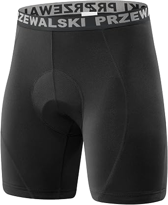 Przewalski Mens Cycling Underwear Shorts 4D Padded Bike Undershorts Bicycle MTB Liner Shorts with Silicone Leg Grippers