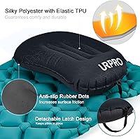 Vista 4 de Almohada inflable ultraligera de viaje para campamento, compresible, compacta, cómoda, ergonómica, para cuello y campamento de apoyo lumbar, Negro