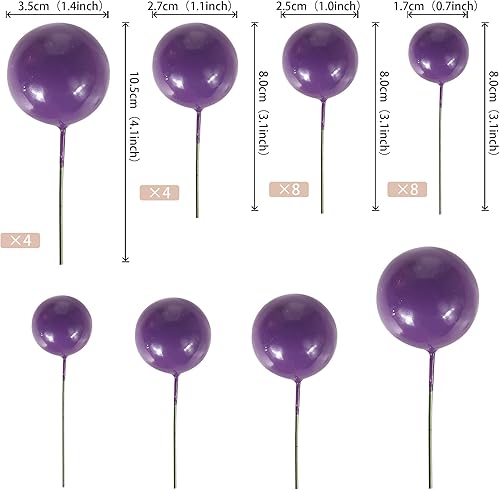 Miniatura 7 de 24 piezas de bolas para decoración de tartas de bola, adornos para cupcakes en forma de bola, bolas de espuma, decoración para tartas, mini globos