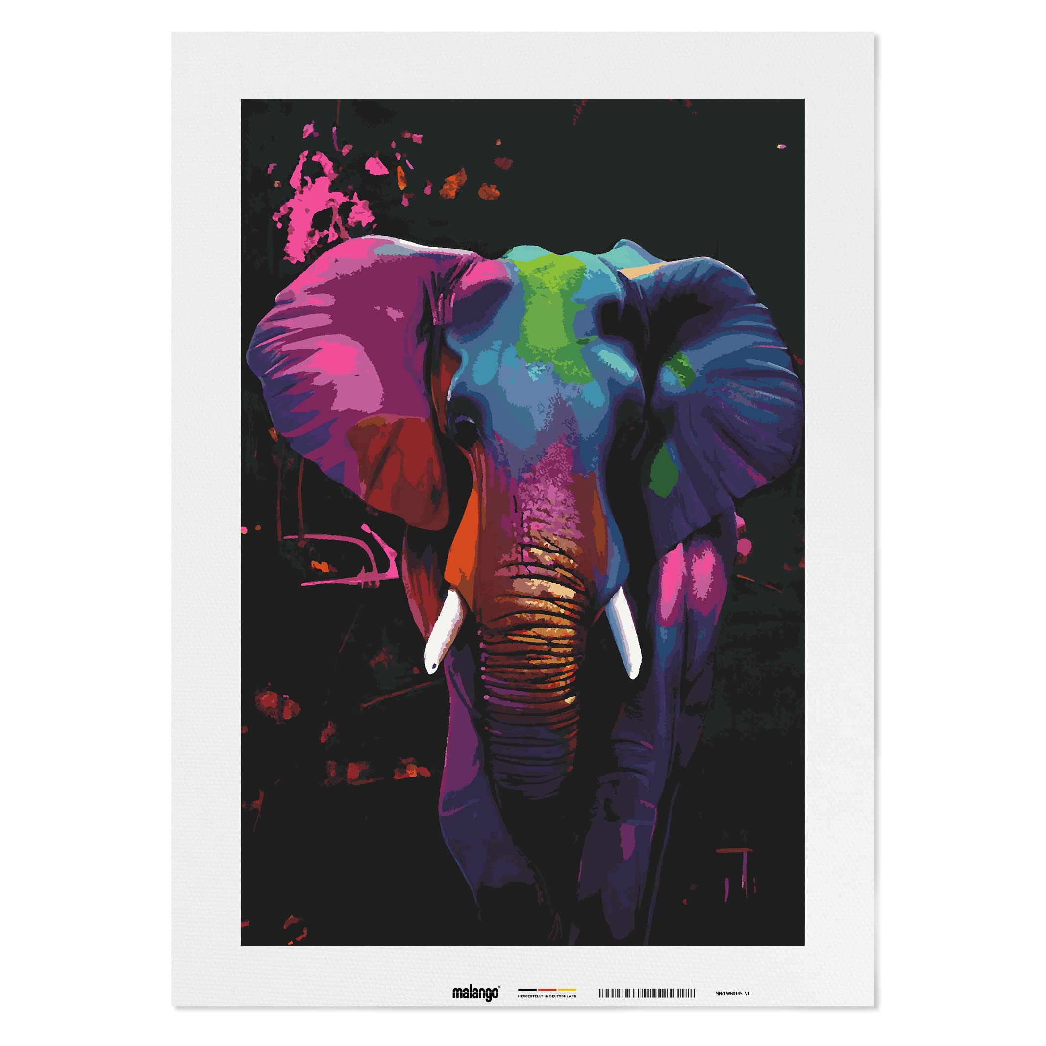 Malen nach Zahlen Erwachsene - Elefant Erika 90 x 60 cm groß XL Premium-Malset ohne Rahmen, Hergestellt in unserer Produktion in Deutschland, Kreative
