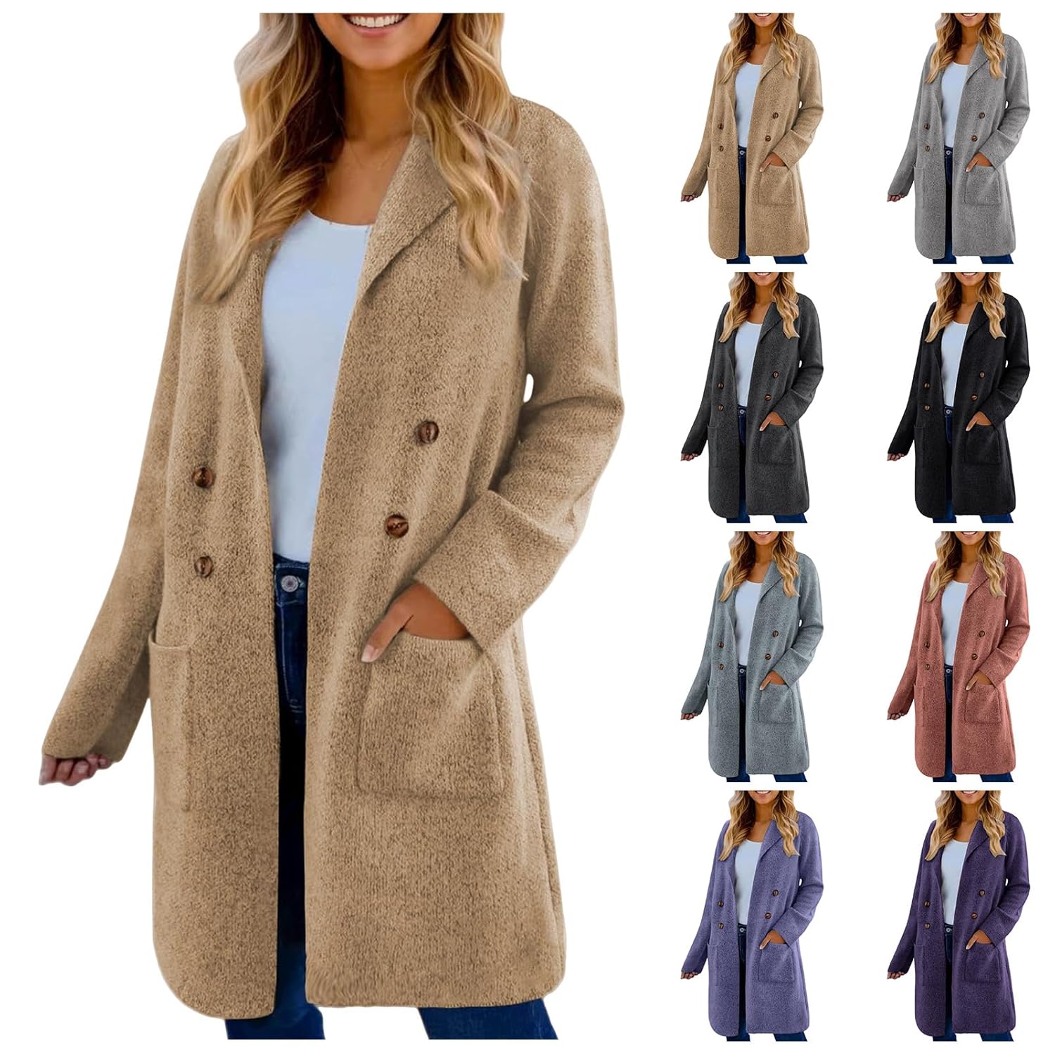Cardigan Sweaters for Women Oversized Coatigan Jackets Casual Lapel Knit Warm Trench Coatigan Dressy Blazer Jacket Coat