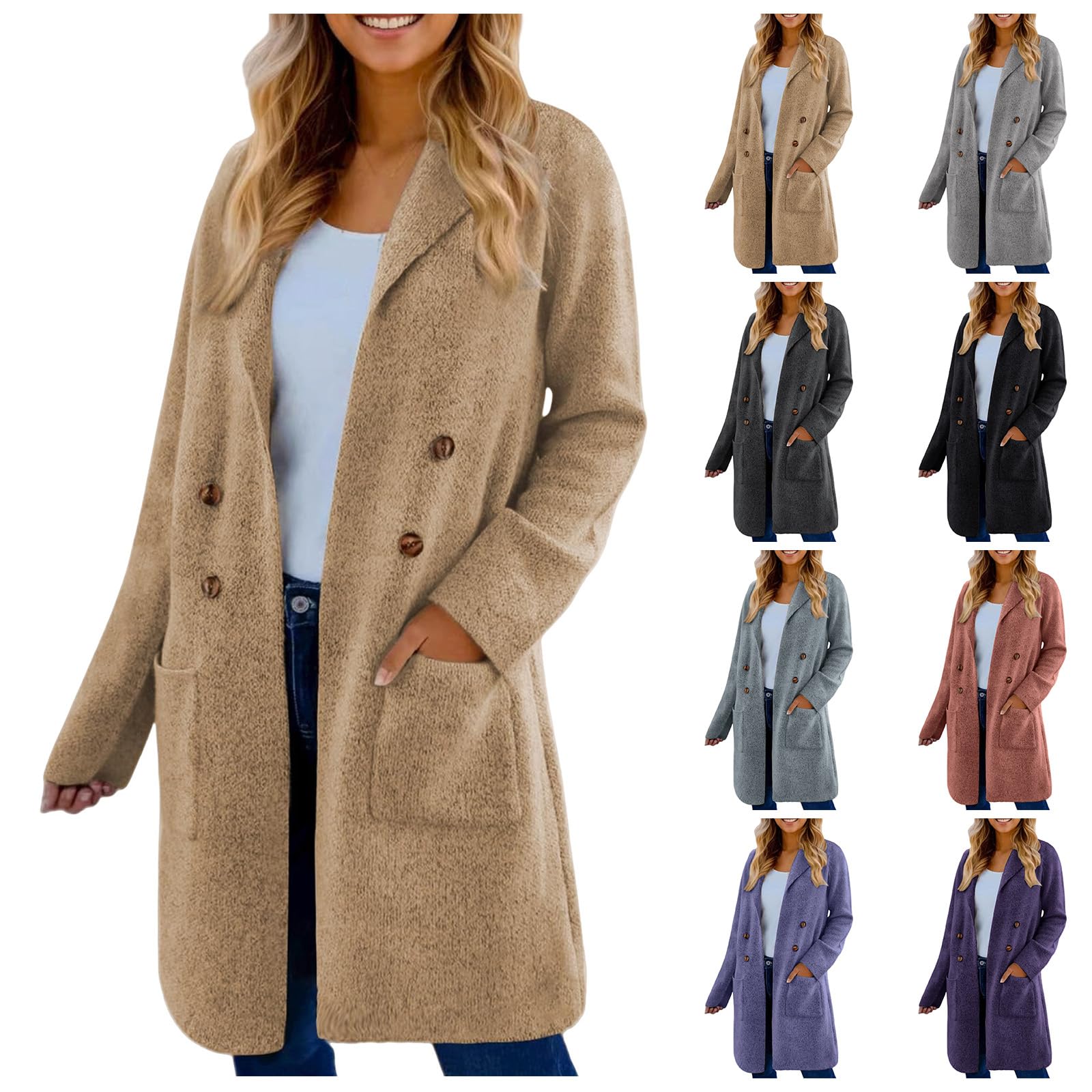 Cardigan Sweaters for Women Oversized Coatigan Jackets Casual Lapel Knit Warm Trench Coatigan Dressy Blazer Jacket Coat