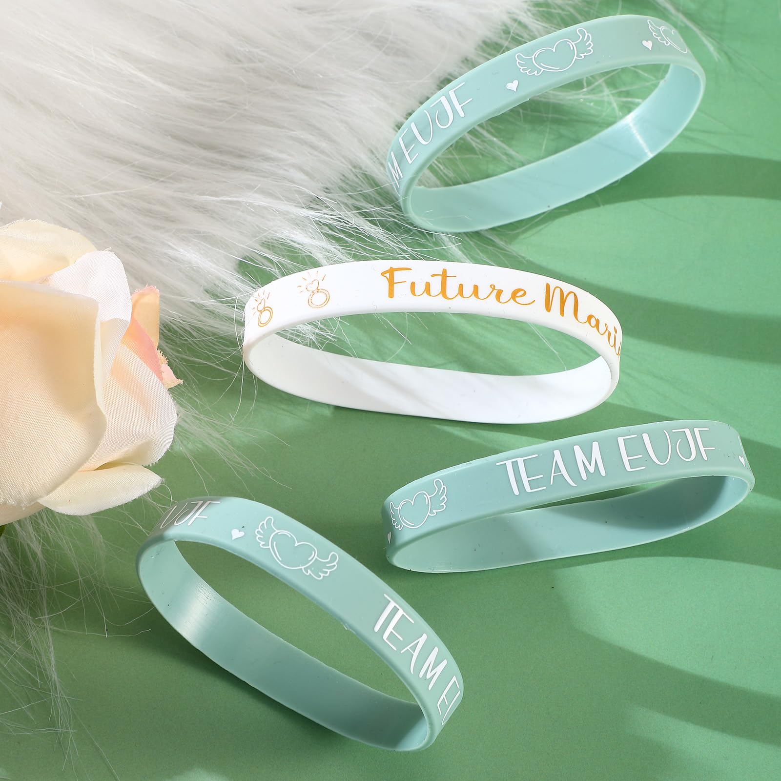 Accessoires de Mariage pour Future Mariée 21 Cadeaux EVJF avec Écharpe, Badges et Bracelets en Silicone