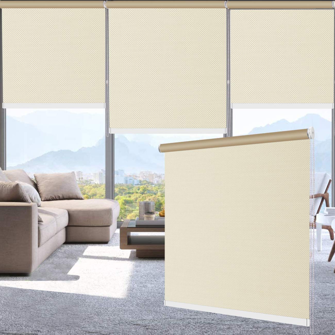 Amazon｜ロールスクリーン ロールカーテン ANONOUS 幅75cm 丈120cm 1級
